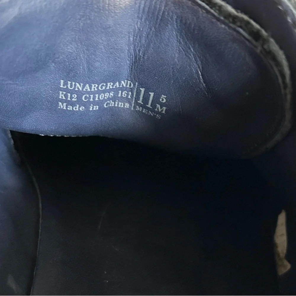 COLE HAAN Mens Lunargrand Pink Black Genuine Leather Suede Wingtip Shoes Sz 11.5 - Picture 7 of 8